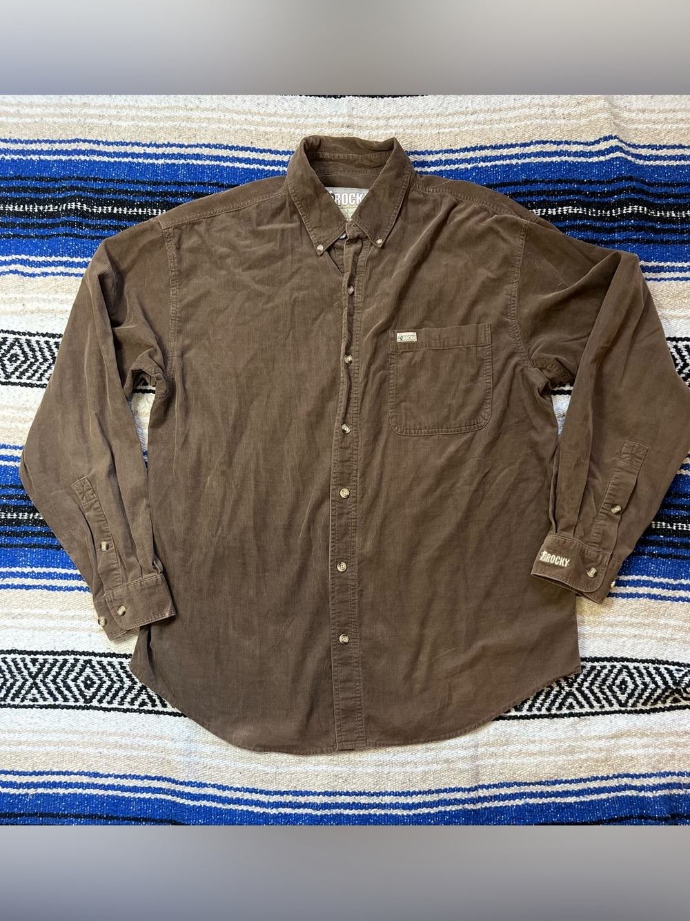 Rocky Brown Button-Down Pocket Shirt